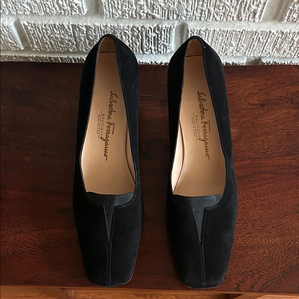 Salvatore Ferragamo Black Suede Loafers